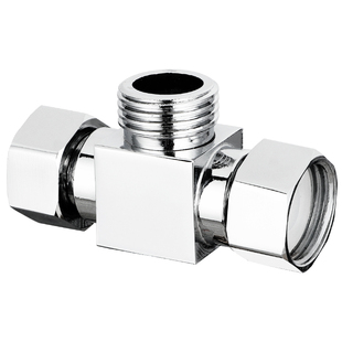 百晋 铜带活接三通角阀一进二出四分外牙转接口分水器分水阀接头