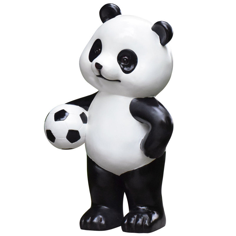 户外花园草坪摆件足球熊猫卡通幼儿园动物玻璃钢雕塑园林景观装饰