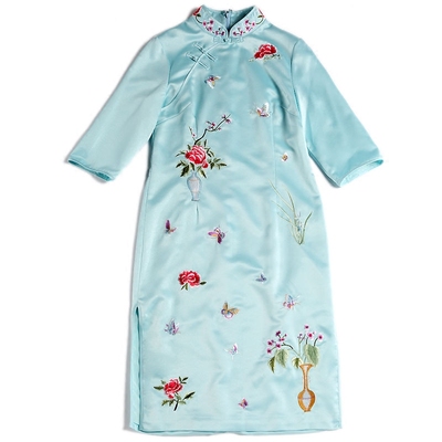 秋冬新款复古风刺绣修身显瘦旗袍