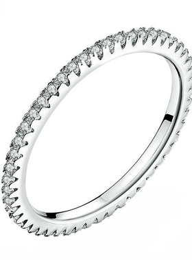 欧美风纯银女士镶钻戒指