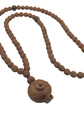 精选天然金刚菩提子项链男女文玩佛珠国风挂件桃木茶壶吊坠配饰新