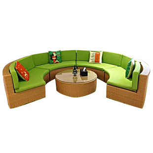 圆形弧度沙发庭院花园休闲室外客厅半圆弧形藤椅露台户外酒店家具