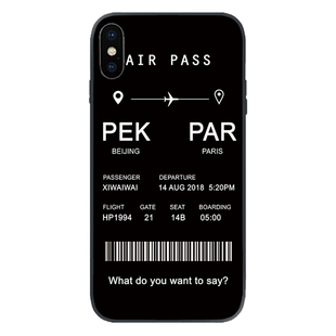 创意修改登机牌文字手机壳适用于安卓机票iphone16plus情侣异地恋17pro纪念简约欧美风高铁火车订制