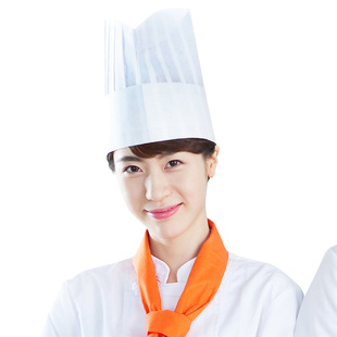 一次性厨师帽无纺布加厚透气男女高帽中帽餐饮工作船帽条形帽网帽