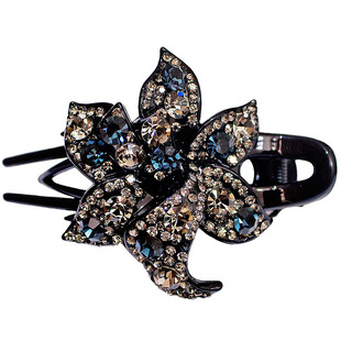 大号盘发鸭嘴夹韩国花朵水钻鱼嘴夹抓夹韩式发夹发卡优雅成人头饰