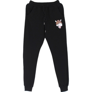 加肥加大码ins超火的长裤子女 胖mm运动裤夏天厚款哈伦裤拼接卫裤