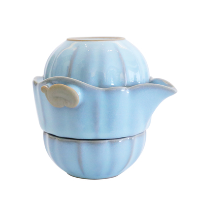 郭留江汝瓷便携式两杯旅行茶具