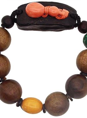 承李李雕刻现货沉香红宝石手链