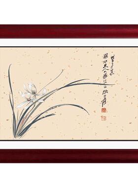 中式实木推拉电表箱挂画装饰画