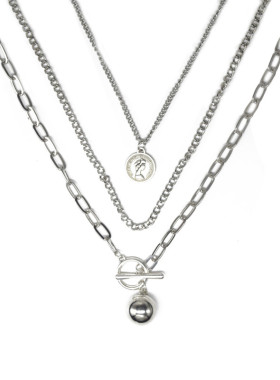 人像钱币吊坠多层毛衣链网红同款