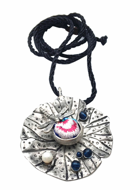 民族风苗绣饰品做旧苗银蜻蜓荷叶