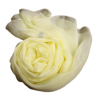 正品韩国新款春秋冬季纱巾长款桑蚕丝巾女空调披肩真丝围巾淡黄色