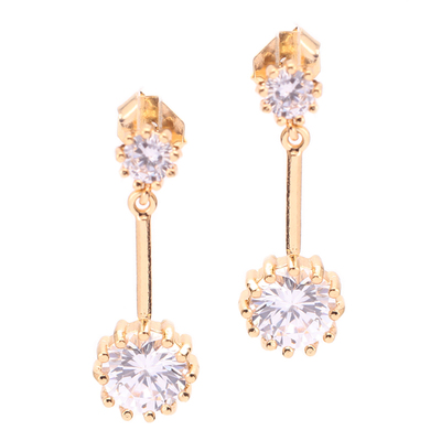 韩国锆石摇曳925银针耳环