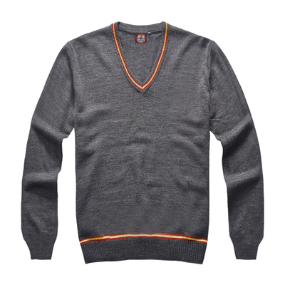 狮院哈利赫敏cos灰色v领针织衫