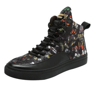 新款男鞋平底鞋韩版帆布鞋男高帮鞋青年高邦休闲皮鞋短靴子板鞋潮