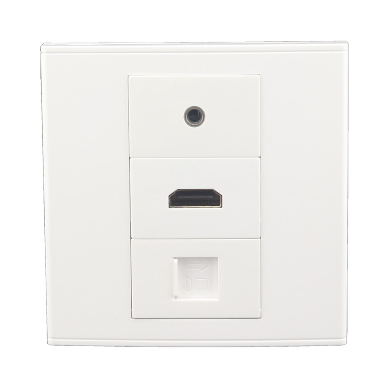 86型RJ45网络HDMI高清+3.5耳机音频直插面板 电脑数字电视音频插