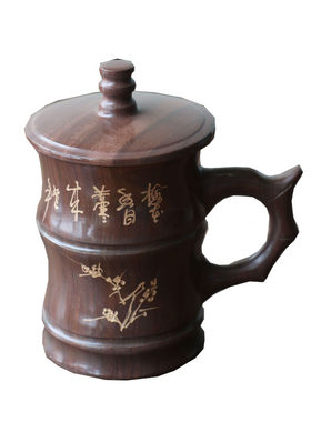 纯天然木鱼石茶杯山东保健养生