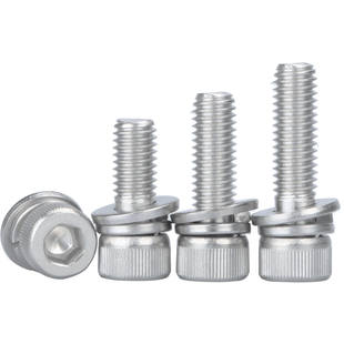 304不锈钢内六角螺丝三组合螺丝钉M3M4M5M6M8M10螺栓带垫机牙螺钉
