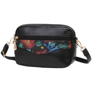 花纹单肩包女小包妈妈斜挎手机包女中年小圆包女钱包软皮休闲轻便