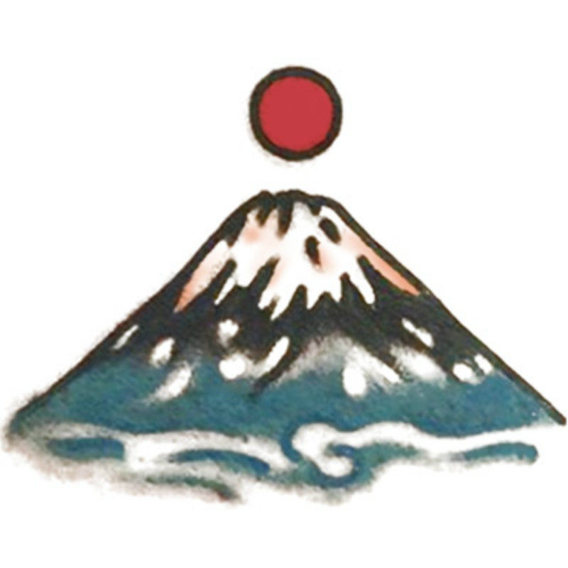 富士山水彩纹身贴彩色可爱小图形手臂脚踝防水防汗持久日式浮世绘