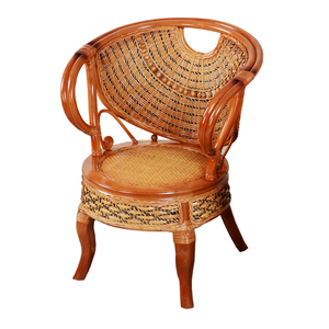 阳台腾椅桌三件套组合休闲单人家用实木滕编椅靠背椅天然真藤椅子