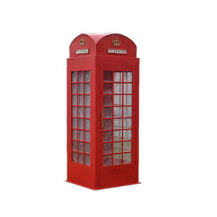 红色英伦电话亭模型摆件商场美陈道具落地摆件厂家定制电话亭