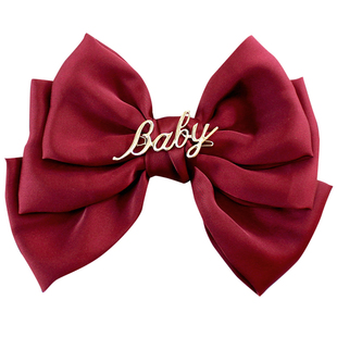 JK制服可爱弹簧夹蝴蝶结发夹弹簧夹发卡lolita头饰发饰日系酒红色