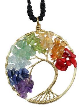 素元七彩项链长款吊坠diy树枝