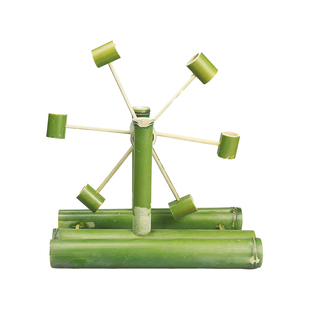 手工定制竹子做的水轮车模型洗澡有水就能动竹水车儿童戏水竹玩具