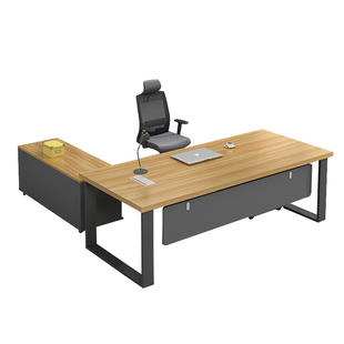 中伟老板桌办公桌现代简约大班台主管桌经理桌总裁桌电脑桌含侧柜