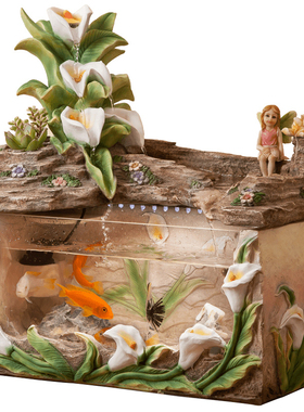 小型鱼缸客厅电视柜旁摆件喷泉