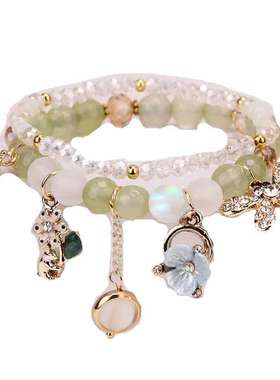 甜美风多元素吊坠姐妹水晶手链