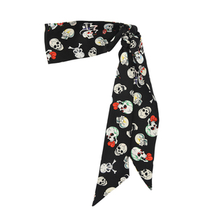 Glee rainbow 黑色骷髅  “心魂  ” 真丝双绉短丝巾绑发小围巾