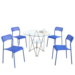 现代简约钢化玻璃圆桌茶几休闲小桌子圆洽谈桌接待桌椅组合玻璃桌