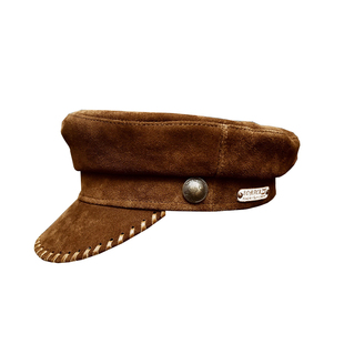 机车帽子男式牛皮上校真牛皮翻毛冬季哈雷骑士贝雷英伦复古反绒