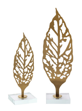 金属树叶样板房玄关轻奢风摆件