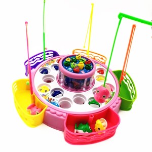 儿童早教欢快音乐电子双层旋转钓鱼玩具眼明手快亲子互动电动鱼盘