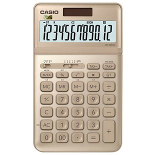 卡西欧CASIO计算器JW200SC财务会计办公出差便携用时尚可爱网红女神款皮套生日礼物彩粉色个性超薄平板大屏幕