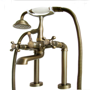 铜电话机浴缸水龙头直立缸边龙头淋浴花洒欧式电话机立式双控