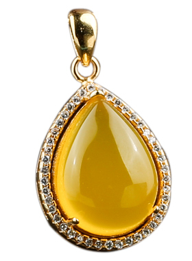 925银水滴形镶嵌碧玺吊坠空托