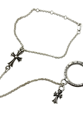 轻奢十字架一体链时尚个性风戒指