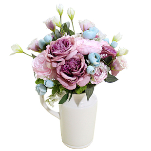 仿真洋牡丹花毛茛花摆设芙蓉玫瑰花苞客厅摆件绢花装饰山茶花假花