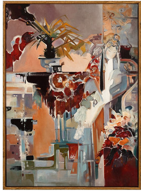 中式餐厅京剧花旦样板房抽象油画