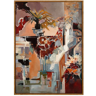 中式京剧花旦戏曲人物抽象油画酒店餐厅背景样板房玄关晶瓷装饰画