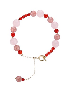 少女心天然粉水晶小众设计风手串