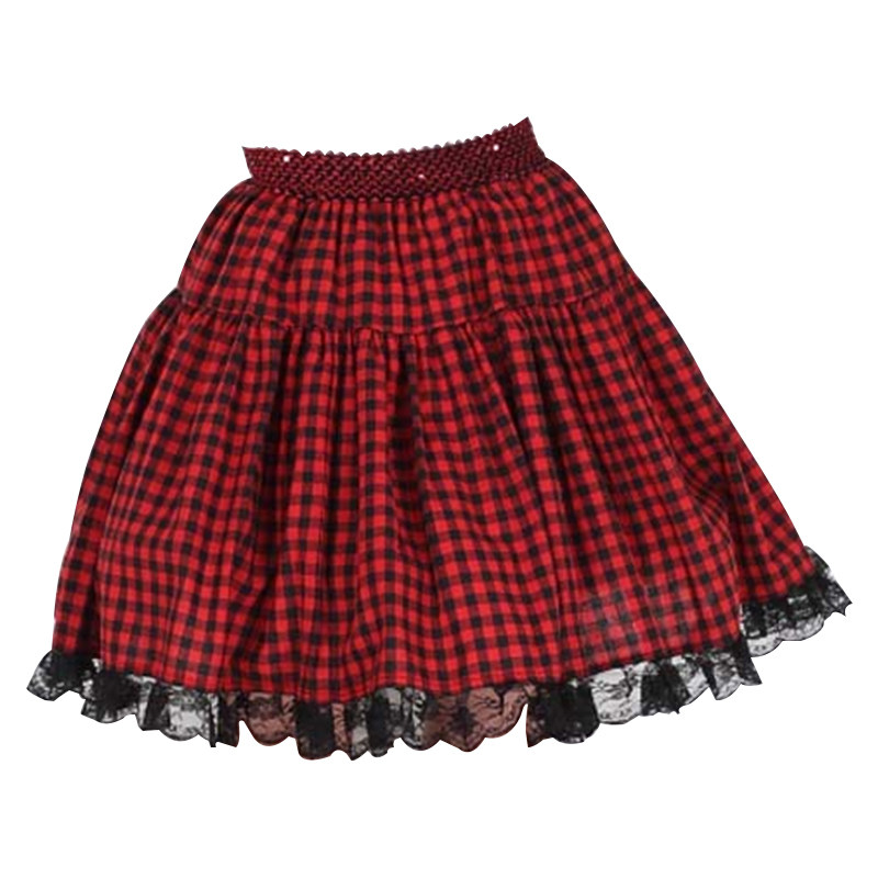 lolita半身裙红黑格子洛丽塔
