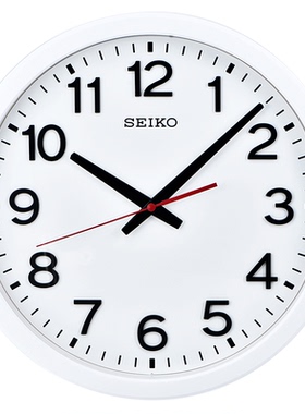seiko日本精工时钟14英寸现代简约静音扫秒红针客厅卧室北欧挂钟