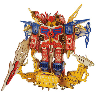 智商拼图立体3d模型木质儿童手工益智男孩玩具木头机器人木制仿真