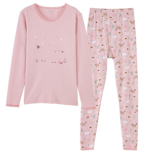 顶呱呱官方旗舰店秋衣秋裤女纯棉套装中厚秋冬保暖内衣打底棉毛衫