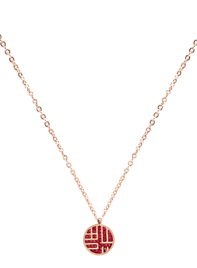 新款钛钢圆牌福玫瑰金送闺蜜项链